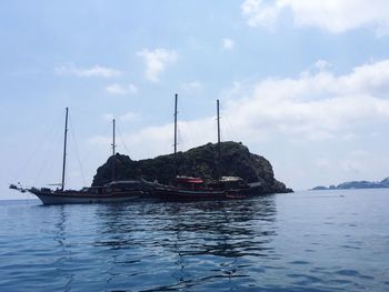 Boats sailing in sea