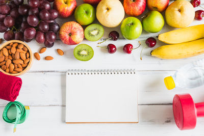 High angle view of apples on table