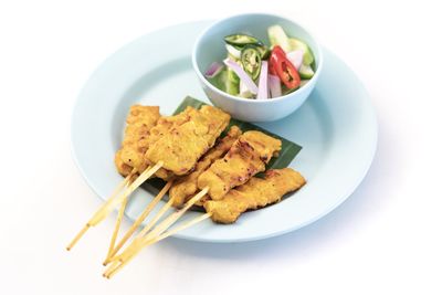 High angle view of food in plate