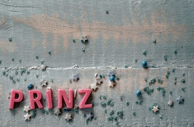 Close-up of text on wall