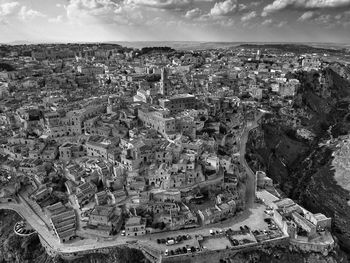 High angle view of cityscape against sky