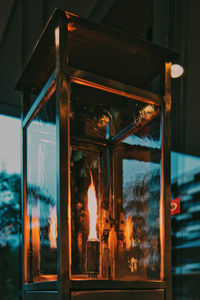 Reflection of building on glass window
