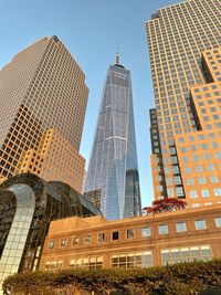 Low angle view of skyscrapers against sky