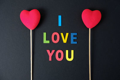 Close-up of text written on black background