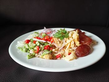 High angle view of meal served in plate