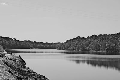 Scenic view of lake against clear sky
