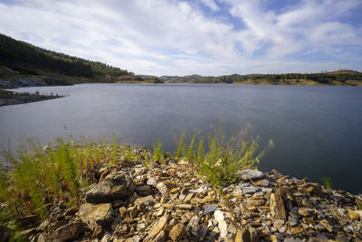 Scenic view of lake against sky