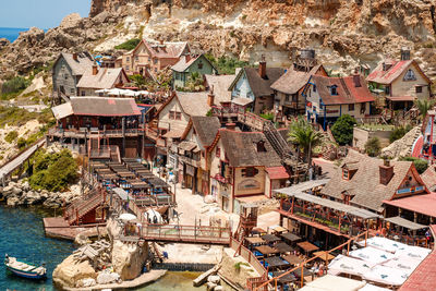 View of popeye village in the sunny day, malta