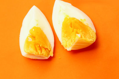 High angle view of orange slices