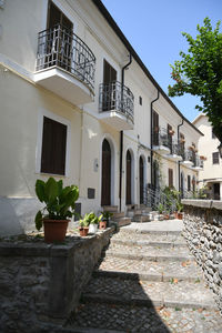 Old houses on a narrow street in maenza, a medieval village near rome in italy.