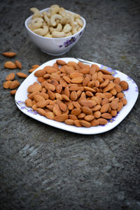 High angle view of breakfast in bowl on table