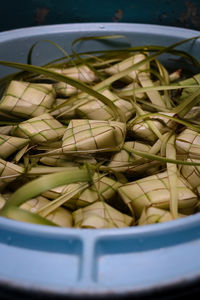 High angle view of food in container