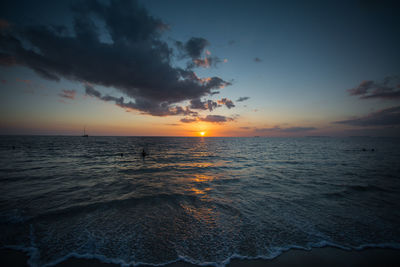 Scenic view of sea against sky during sunset