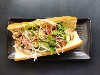 High angle view of food on table