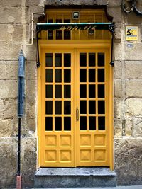 Closed door of building