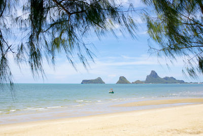 Scenic view of beach against clear sky