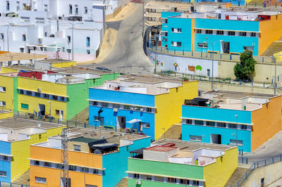 High angle view of yellow buildings