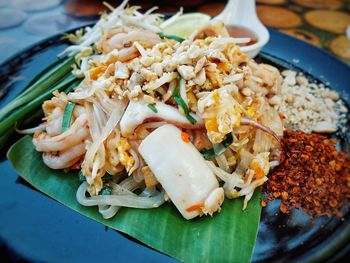 High angle view of food in plate