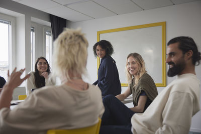 Diverse team having business meeting in conference room