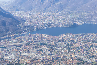 Aerial view of lecco and his lake