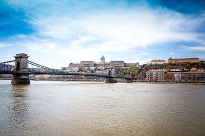 Chain bridge against hungarian national gallery