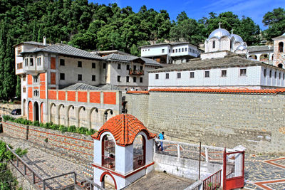 Low angle view of monastery in city