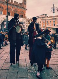 Street musicians performing at town square
