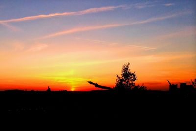 Silhouette landscape at sunset