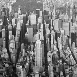 High angle view of modern buildings in city