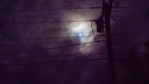 Low angle view of power lines against sky