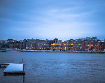 View of river with buildings in background