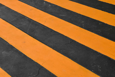 High angle view of zebra crossing on road