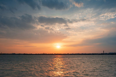 Scenic view of sea against sky during sunset