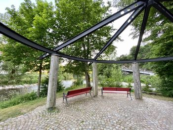 Empty bench in park