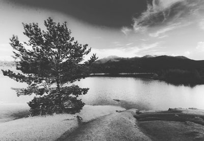 Scenic view of lake against sky