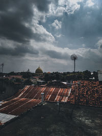 Panoramic view of city and buildings against sky