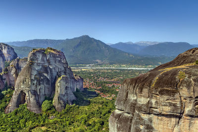 Panoramic view of landscape with mountain range in background