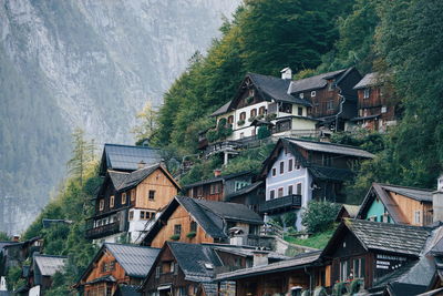 High angle view of buildings in town