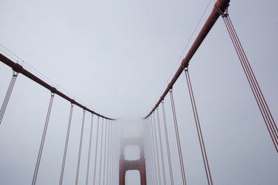 Low angle view of golden gate bridge against clear sky