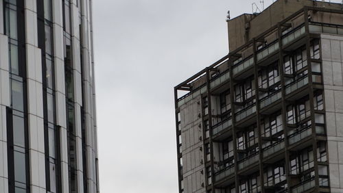 Low angle view of buildings against clear sky