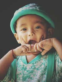 Close-up portrait of cute baby boy