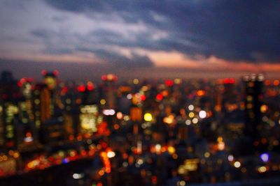 High angle view of illuminated city at night