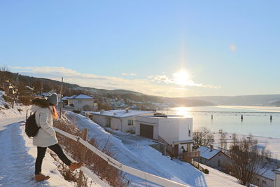 Scenic view of snow against sky during winter