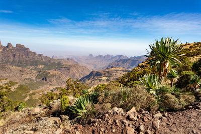 Scenic view of mountains against sky