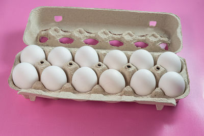 Close-up of eggs in carton