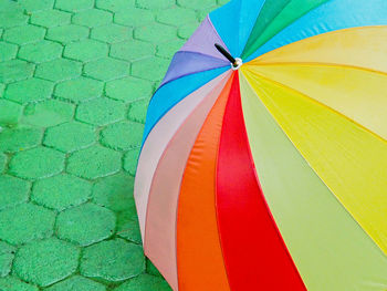 High angle view of multi colored umbrella 