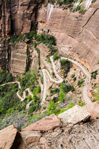 High angle view of winding road