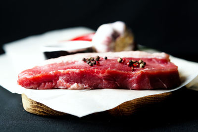 Close-up of sushi in plate on table