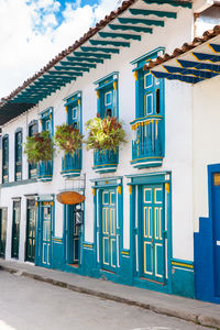 Beautiful houses at the heritage town of salamina located at the caldas department in colombia.