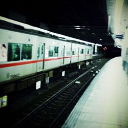 Train at railroad station platform